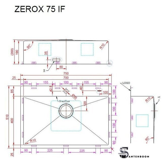 Кухонная мойка ZorG Zerox 75 IF Steel - Изображение №4 — Интернет-магазин santehboom.by