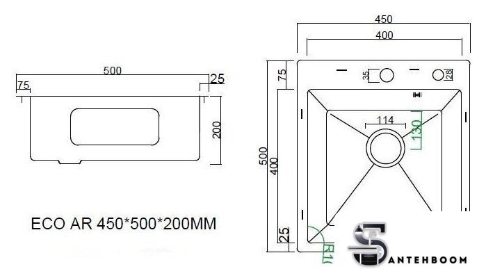 Кухонная мойка ARFEKA Eco AR мойка 450*500, коландер, дозатор Black - Изображение №7 — Интернет-магазин santehboom.by
