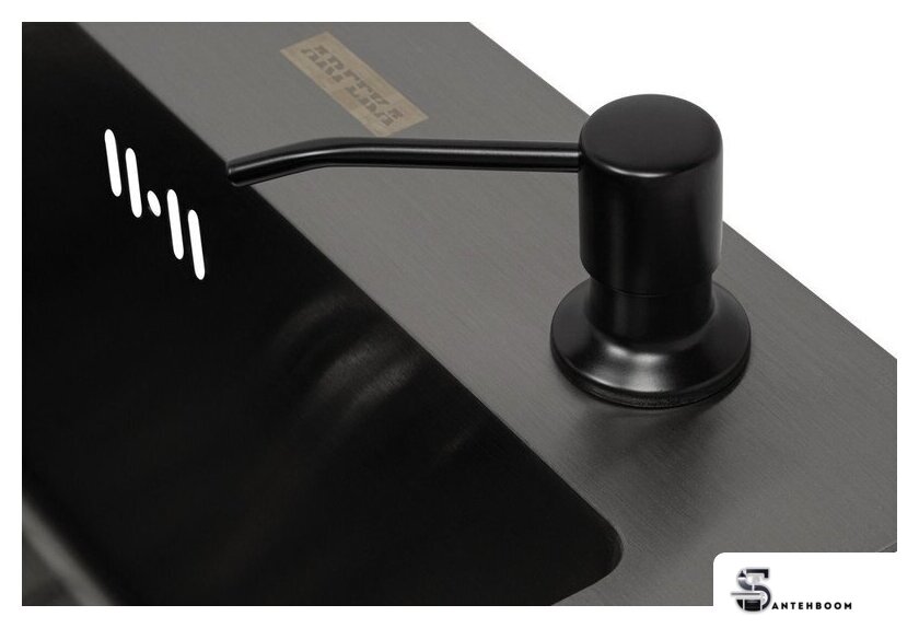 Кухонная мойка ARFEKA Eco AR мойка 450*500, коландер, дозатор Black - Изображение №5 — Интернет-магазин santehboom.by