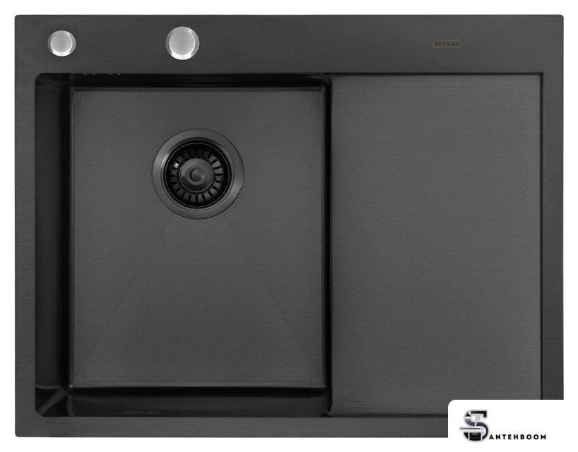 Кухонная мойка ARFEKA ECO AR 650*500 L BLACK PVD NANO - Изображение №2 — Интернет-магазин santehboom.by