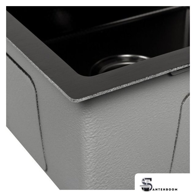 Кухонная мойка ARFEKA Eco AR 500*500 Black PVD Nano Decor - Изображение №4 — Интернет-магазин santehboom.by