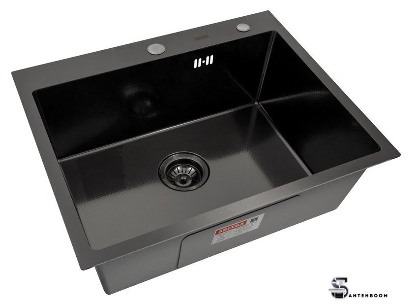 Кухонная мойка ARFEKA Eco AR 600*500 Black PVD Nano Decor - Изображение №2 — Интернет-магазин santehboom.by