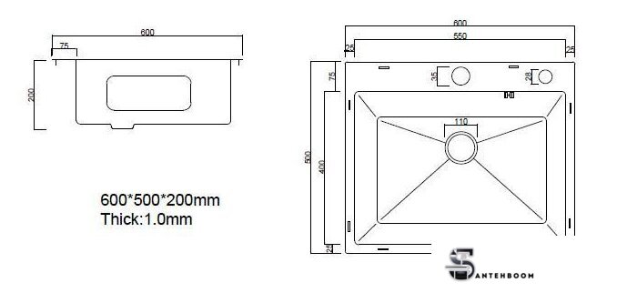 Кухонная мойка ARFEKA Eco AR 600*500 Satin Decor - Изображение №7 — Интернет-магазин santehboom.by