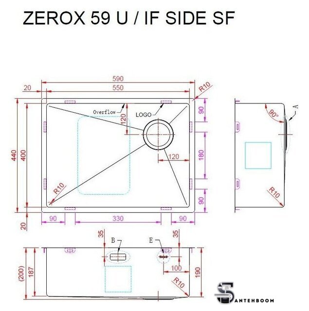 Кухонная мойка ZorG Zerox 59 U / IF Side SF Zurinox Steel - Изображение №4 — Интернет-магазин santehboom.by