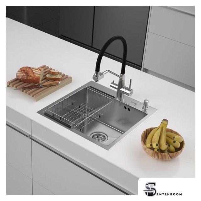 Кухонная мойка ARFEKA ECO AR мойка 500*500, коландер F, дозатор SATIN - Изображение №1 — Интернет-магазин santehboom.by