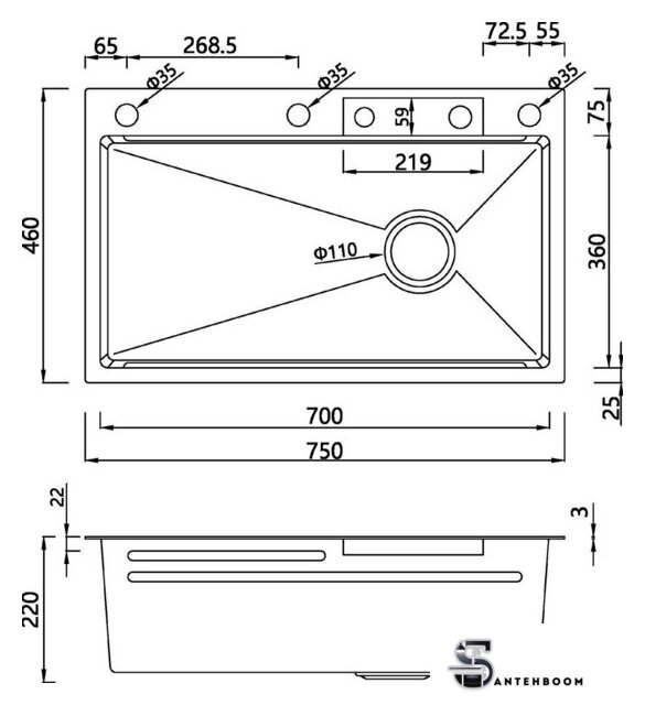 Кухонная мойка Savol S-SC003W+S-SC003W-1 - Изображение №3 — Интернет-магазин santehboom.by