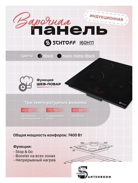 Варочная панель Schtoff I60H11 Black - Изображение №4 — Интернет-магазин santehboom.by