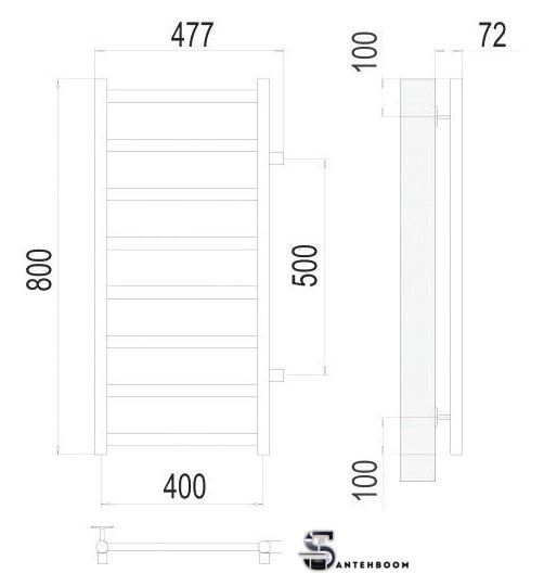 Полотенцесушитель TERMINUS Аврора П8 400x800 бп 500 (хром) - Изображение №3 — Интернет-магазин santehboom.by