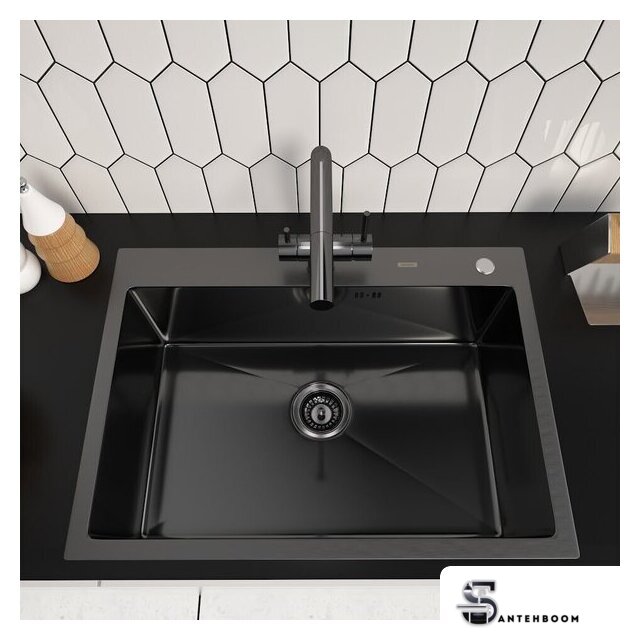 Кухонная мойка ARFEKA ECO AR 700*500 BLACK PVD NANO - Изображение №2 — Интернет-магазин santehboom.by