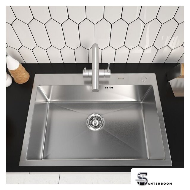 Кухонная мойка ARFEKA ECO AR 700*500 SATIN DECOR VOLCANIC ROCK - Изображение №2 — Интернет-магазин santehboom.by