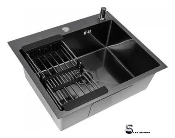 Кухонная мойка ALLBA 600x500 Black PVD Decor (коландер, дозатор) - Изображение №1 — Интернет-магазин santehboom.by