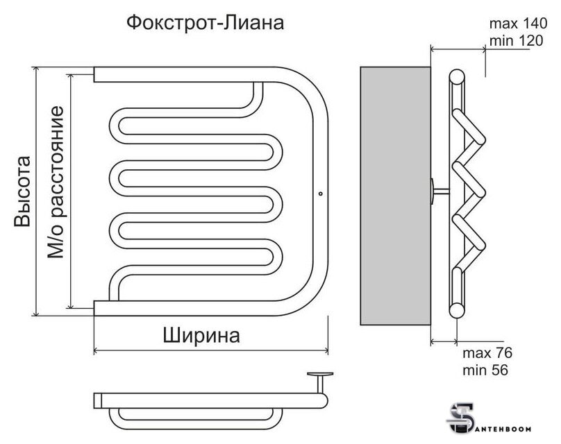 Полотенцесушитель TERMINUS Фокстрот-Лиана AISI (500x600) - Изображение №3 — Интернет-магазин santehboom.by