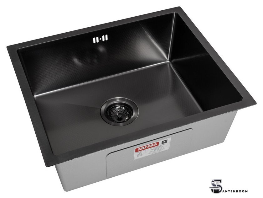 Кухонная мойка ARFEKA ECO AR 550*450 BLACK PVD NANO DECOR - Изображение №2 — Интернет-магазин santehboom.by