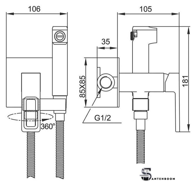 Гигиенический душ Gappo G7217-1 - Изображение №2 — Интернет-магазин santehboom.by