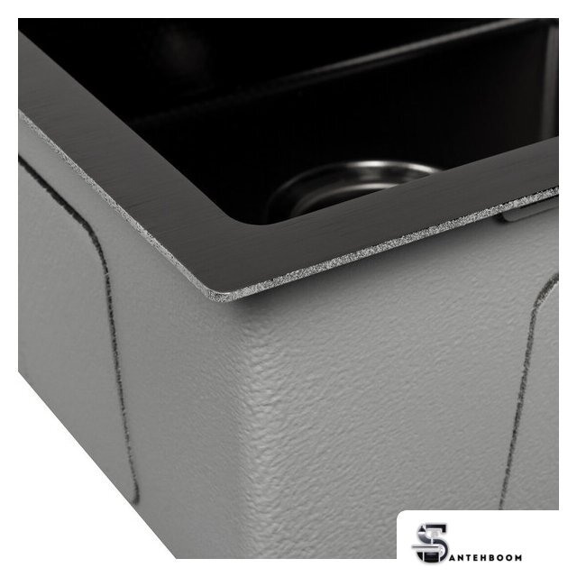 Кухонная мойка ARFEKA ECO AR 450*500 BLACK PVD NANO DECOR - Изображение №4 — Интернет-магазин santehboom.by
