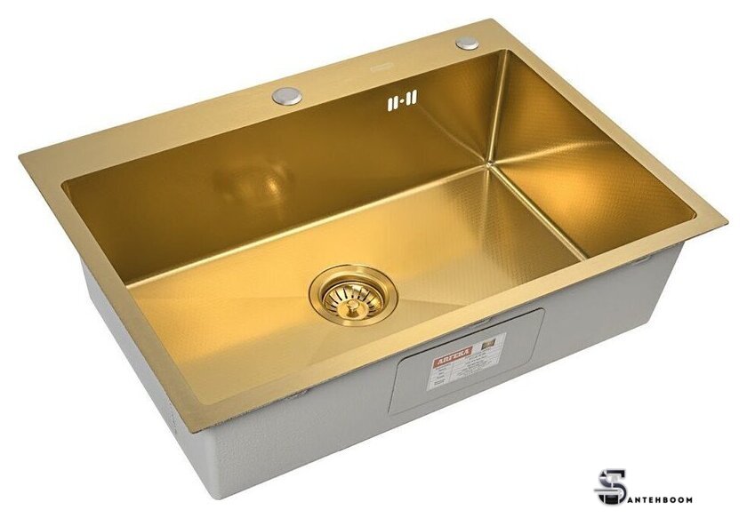 Кухонная мойка ARFEKA ECO AR 700*500 GOLD PVD NANO DECOR - Изображение №3 — Интернет-магазин santehboom.by