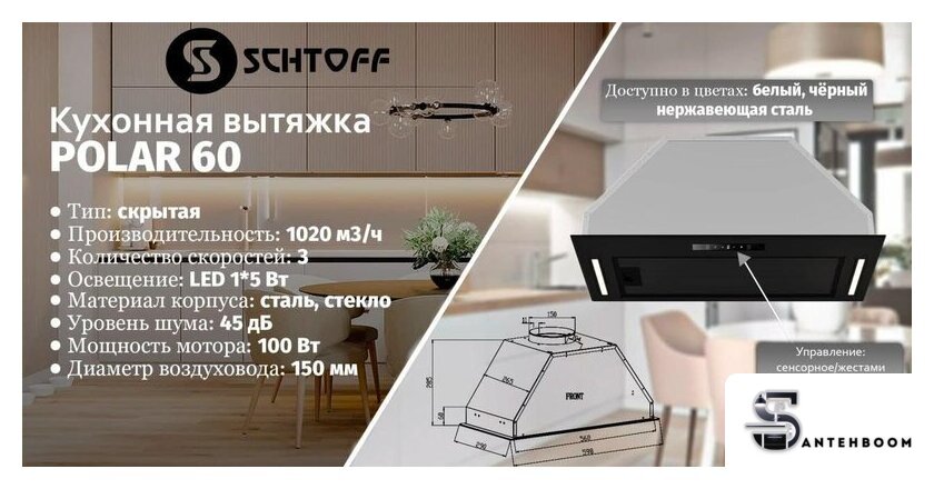 Кухонная вытяжка Schtoff Polar 60 (черный) - Изображение №3 — Интернет-магазин santehboom.by