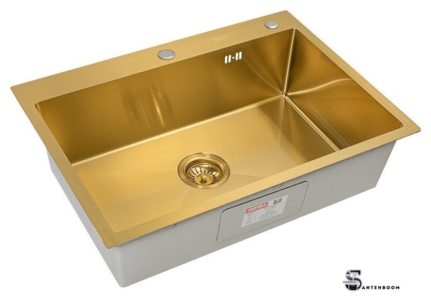 Кухонная мойка ARFEKA ECO AR 700*500 GOLD PVD NANO - Изображение №3 — Интернет-магазин santehboom.by