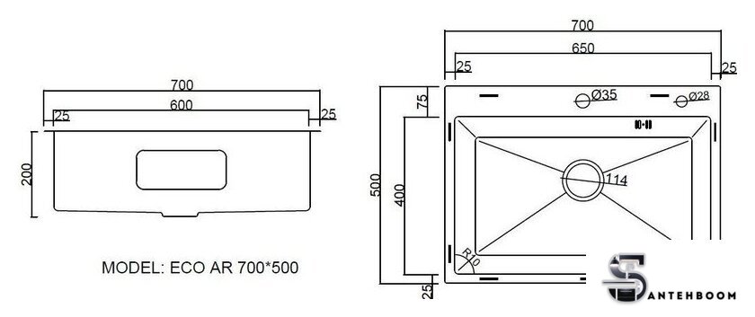 Кухонная мойка ARFEKA ECO AR 700*500 GOLD PVD NANO - Изображение №9 — Интернет-магазин santehboom.by