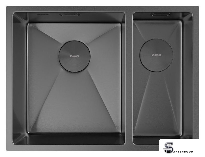 Кухонная мойка ZorG Zerox 58-2 U / IF-R PVD Gunblack - Изображение №3 — Интернет-магазин santehboom.by