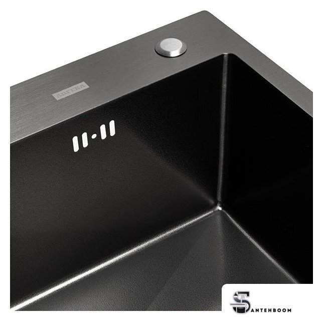 Кухонная мойка ARFEKA ECO AR 700*500 BLACK PVD NANO DECOR VOLCANIC ROCK - Изображение №6 — Интернет-магазин santehboom.by