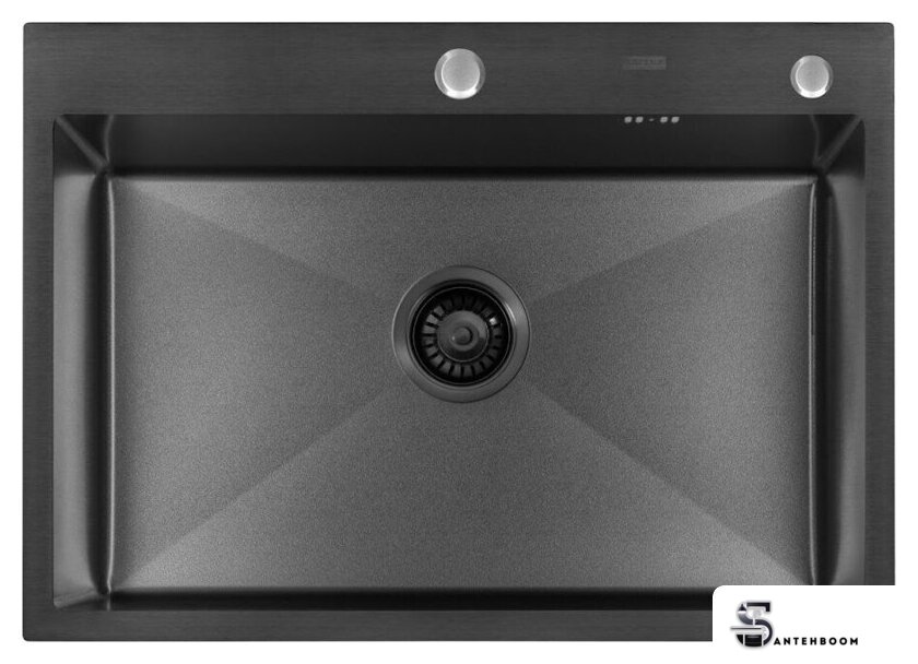 Кухонная мойка ARFEKA ECO AR 700*500 BLACK PVD NANO DECOR VOLCANIC ROCK - Изображение №4 — Интернет-магазин santehboom.by