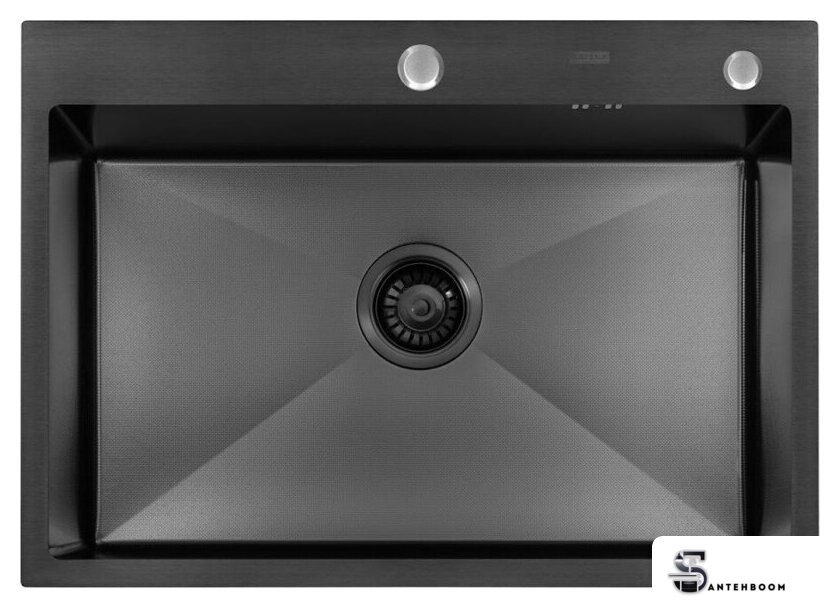 Кухонная мойка ARFEKA ECO AR 700*500 BLACK PVD NANO DECOR MILLET GRAINS - Изображение №4 — Интернет-магазин santehboom.by