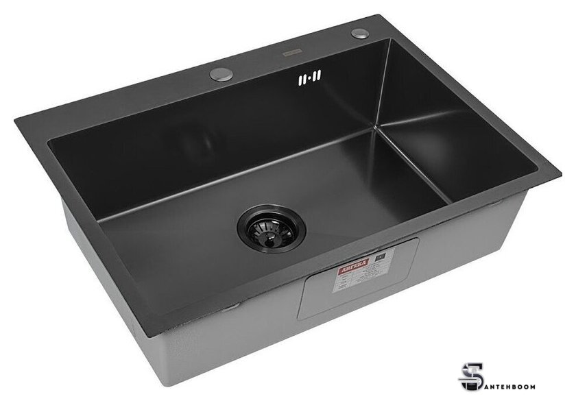 Кухонная мойка ARFEKA ECO AR 700*500 BLACK PVD NANO DECOR MILLET GRAINS - Изображение №3 — Интернет-магазин santehboom.by