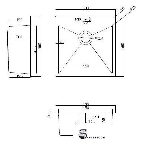 Кухонная мойка ARFEKA Eco AR 500*500 Gold PVD Nano Decor - Изображение №6 — Интернет-магазин santehboom.by