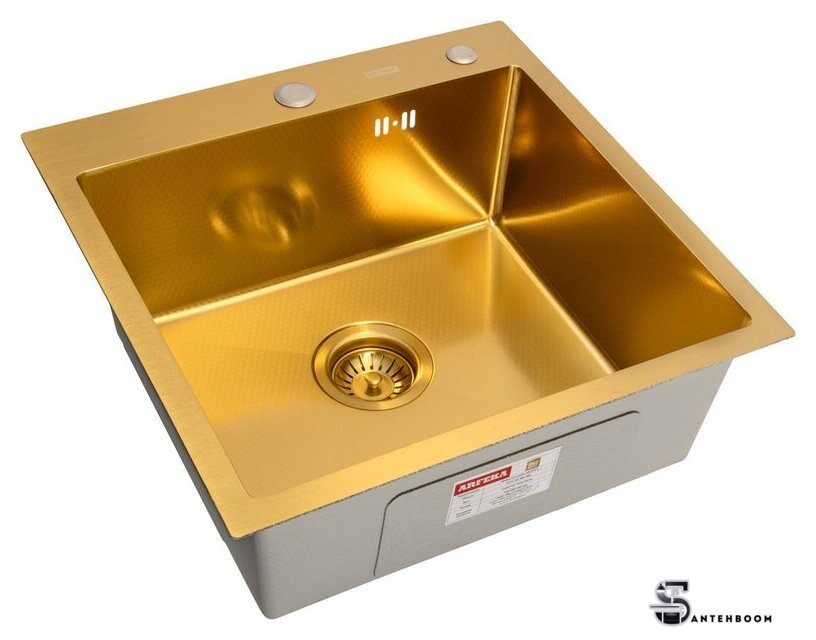 Кухонная мойка ARFEKA Eco AR 500*500 Gold PVD Nano Decor - Изображение №1 — Интернет-магазин santehboom.by