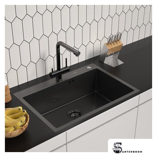 Кухонная мойка ARFEKA ECO AR 700*500 BLACK PVD NANO DECOR - Изображение №1 — Интернет-магазин santehboom.by