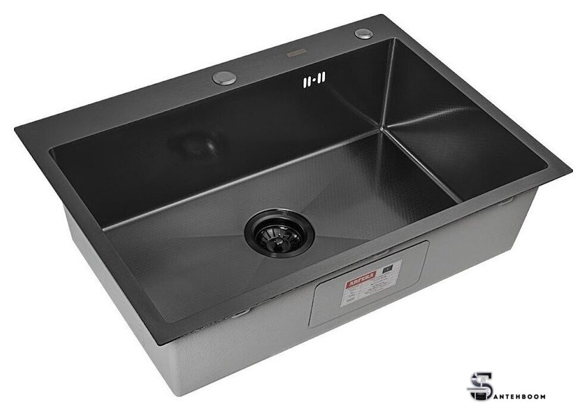 Кухонная мойка ARFEKA ECO AR 700*500 BLACK PVD NANO DECOR - Изображение №3 — Интернет-магазин santehboom.by