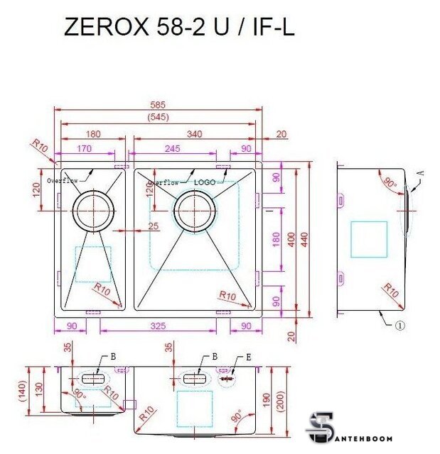 Кухонная мойка ZorG Zerox 58-2 U / IF-L PVD Gold - Изображение №4 — Интернет-магазин santehboom.by