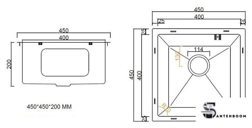 Кухонная мойка ARFEKA ECO AR 450*450 SATIN DECOR - Изображение №8 — Интернет-магазин santehboom.by
