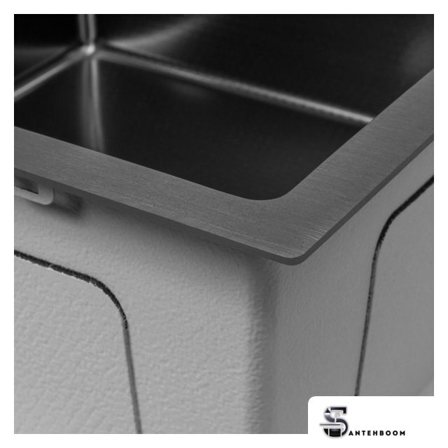 Кухонная мойка ARFEKA ECO AR 450*450 BLACK PVD NANO DECOR - Изображение №5 — Интернет-магазин santehboom.by