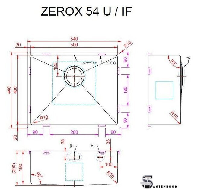 Кухонная мойка ZorG Zerox 54 U / IF Zurinox Steel - Изображение №4 — Интернет-магазин santehboom.by