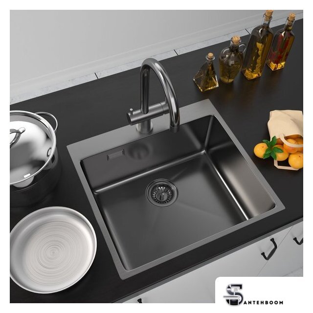 Кухонная мойка ZorG ZRN 5055 Premium PVD Gunblack - Изображение №5 — Интернет-магазин santehboom.by