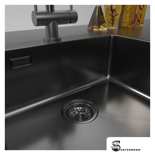 Кухонная мойка ZorG ZRN 5055 Premium PVD Gunblack - Изображение №4 — Интернет-магазин santehboom.by