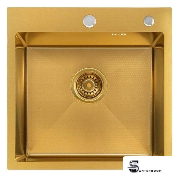 Кухонная мойка ALLBA 500x500 Gold PVD Decor (коландер, дозатор) - Изображение №2 — Интернет-магазин santehboom.by