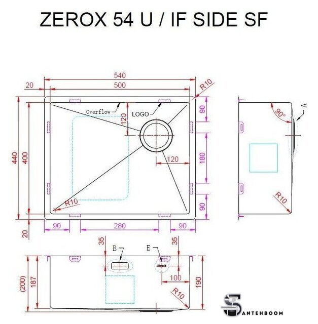 Кухонная мойка ZorG Zerox 54 U / IF Side SF PVD Gold - Изображение №4 — Интернет-магазин santehboom.by
