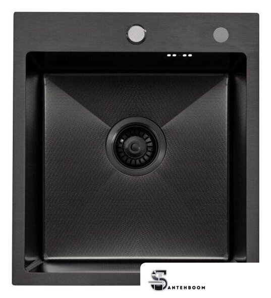 Кухонная мойка ALLBA 450x500 Black PVD Decor (коландер, дозатор) - Изображение №3 — Интернет-магазин santehboom.by