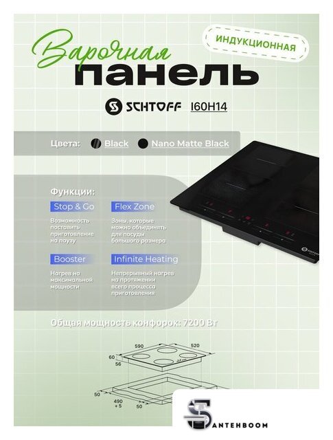 Варочная панель Schtoff I60H14 Nano Matte Black - Изображение №4 — Интернет-магазин santehboom.by