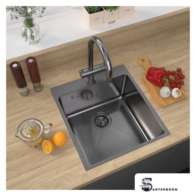 Кухонная мойка ZorG ZRN 5045 Premium PVD Gunblack - Изображение №5 — Интернет-магазин santehboom.by