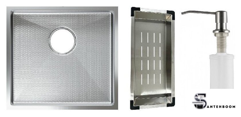 Кухонная мойка Schtoff Undermount Best Decor Silver 4545 + коландер K-1 BLACK + дозатор SD-1 SILVER - Изображение №1 — Интернет-магазин santehboom.by
