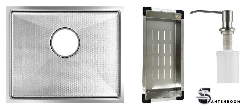 Кухонная мойка Schtoff Undermount Best Decor Silver 5545 + коландер K-1 BLACK + дозатор SD-1 SILVER - Изображение №1 — Интернет-магазин santehboom.by