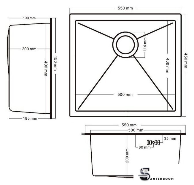 Кухонная мойка Schtoff Undermount Best Decor Silver 5545 + коландер K-1 BLACK + дозатор SD-1 SILVER - Изображение №5 — Интернет-магазин santehboom.by