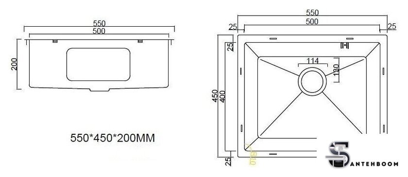 Кухонная мойка ARFEKA ECO AR 550*450 SATIN DECOR MILLET GRAINS - Изображение №7 — Интернет-магазин santehboom.by