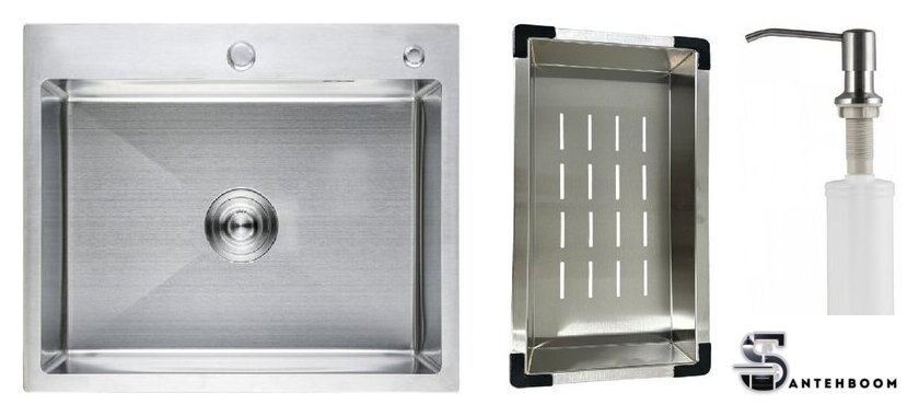 Кухонная мойка Schtoff Best Premium Silver 6050 + коландер K-1 BLACK + дозатор SD-1 SILVER - Изображение №1 — Интернет-магазин santehboom.by