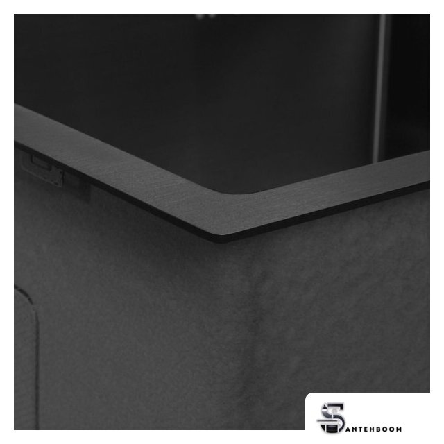 Кухонная мойка ARFEKA ECO AR 550*450 BLACK PVD NANO DECOR VOLCANIC ROCK - Изображение №7 — Интернет-магазин santehboom.by