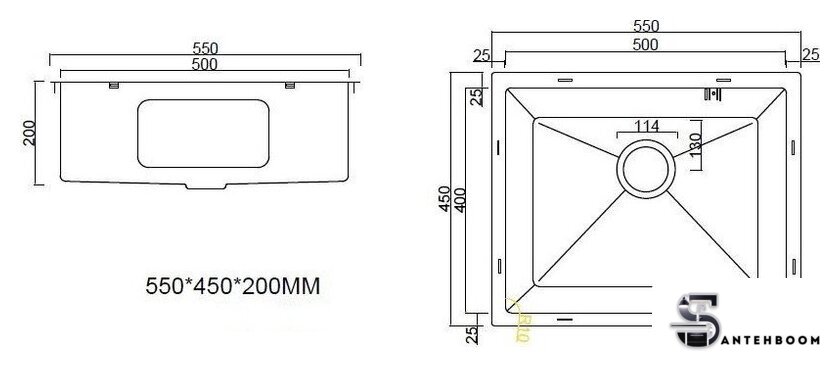 Кухонная мойка ARFEKA ECO AR 550*450 BLACK PVD NANO DECOR VOLCANIC ROCK - Изображение №10 — Интернет-магазин santehboom.by